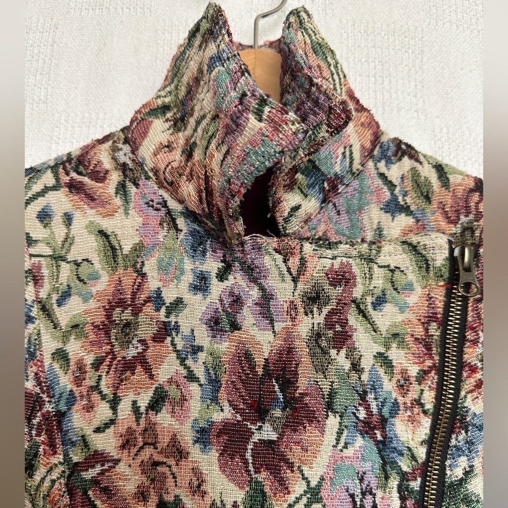 Free People Tapestry Boho Distressed Cropped Jacket - Picture 4 of 10